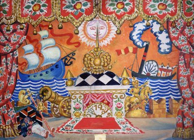 Set Design for The Flea, by Yevgeny Zamyatin by Boris Mikhailovich Kustodiev